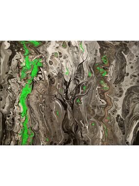 Haunted Forest in Green Art Print from my Original Work 11" x 14" Acid Free